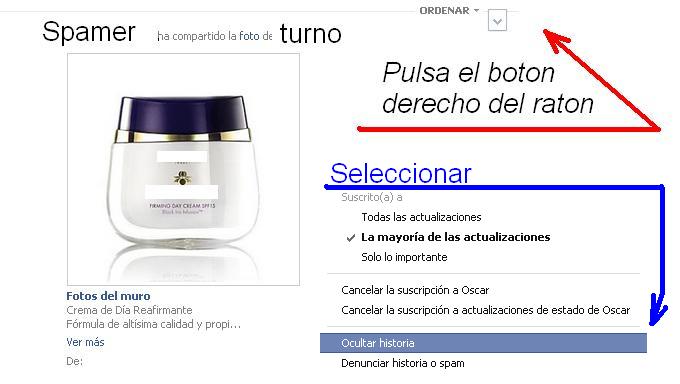 Publicaciones no deseadas en facebook